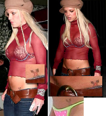 Britney Spears Red Cross Hip Tattoo